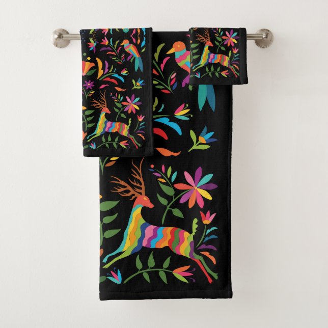 Ensemble de serviettes de bain mexicaines en Otomi (En situation)