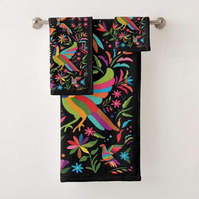 Ensemble de serviettes de bain mexicaines en Otomi (En situation)