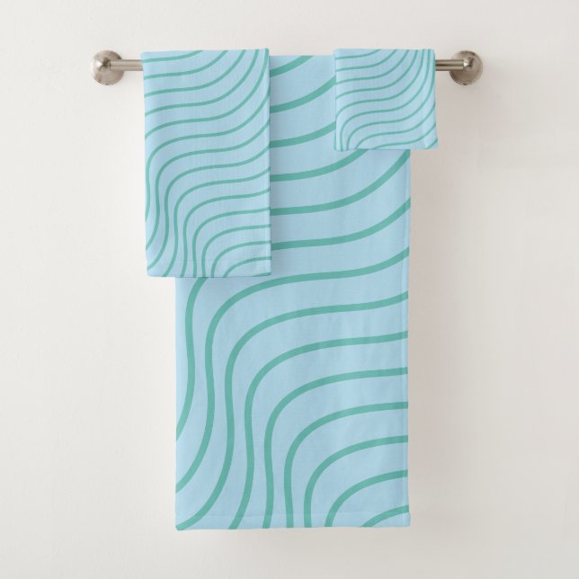 Ensemble de serviettes de bain moderne Wavey Strip (En situation)
