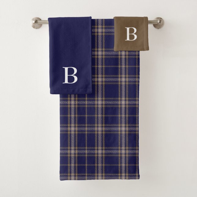 Ensemble de serviettes de bain monogrammé Clan Bak (En situation)