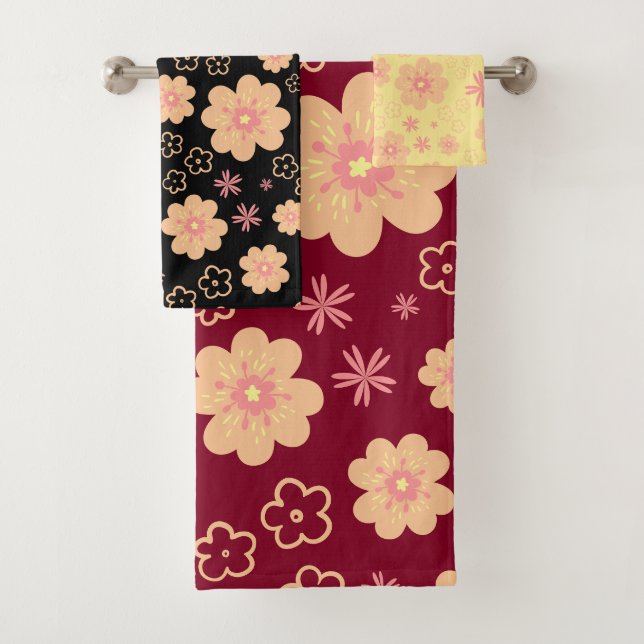 Ensemble de serviettes de bain Motif à la florale  (En situation)