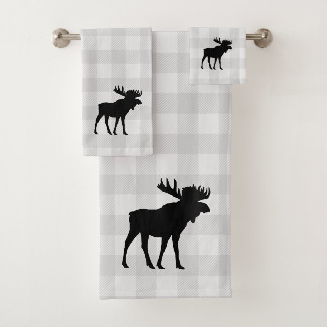 Ensemble de serviettes de bain Motif Cabine Moose (En situation)