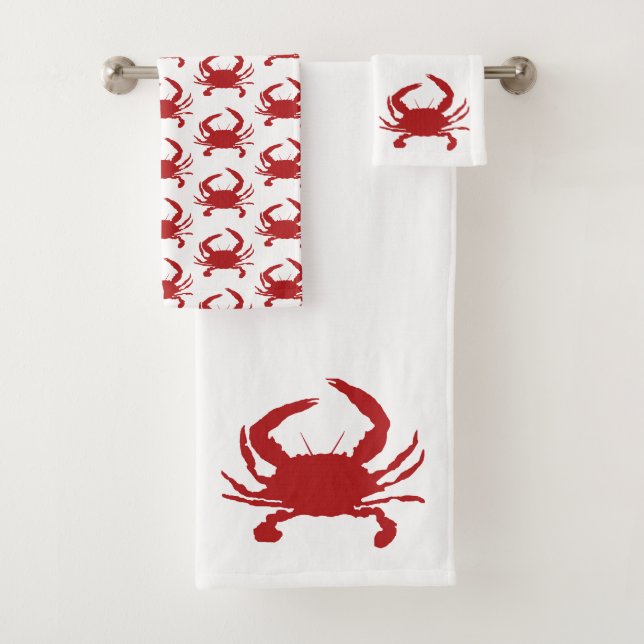 Ensemble de serviettes de bain Motif de crabe roug (En situation)