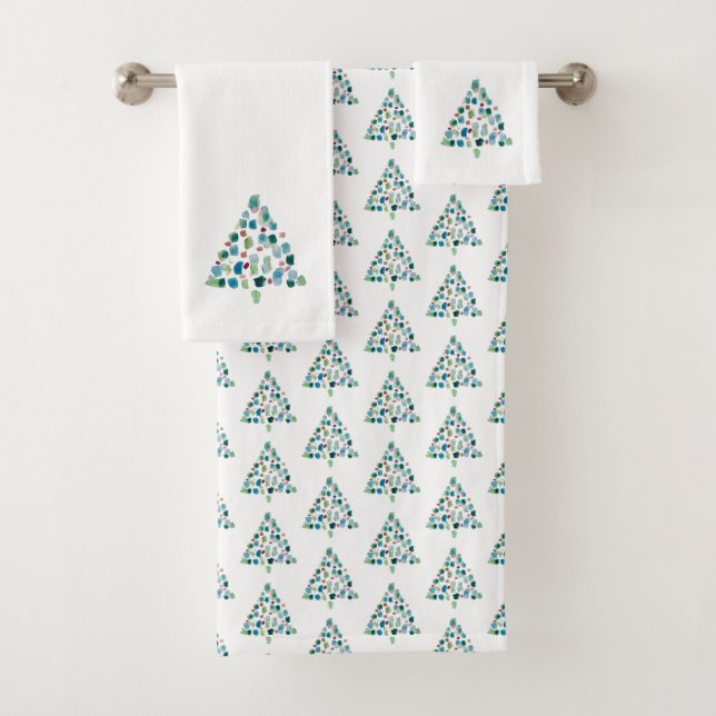 Ensemble de serviettes de bain Motif en sapin de N (En situation)