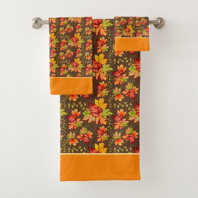Ensemble de serviettes de bain motif feuille en ér (En situation)