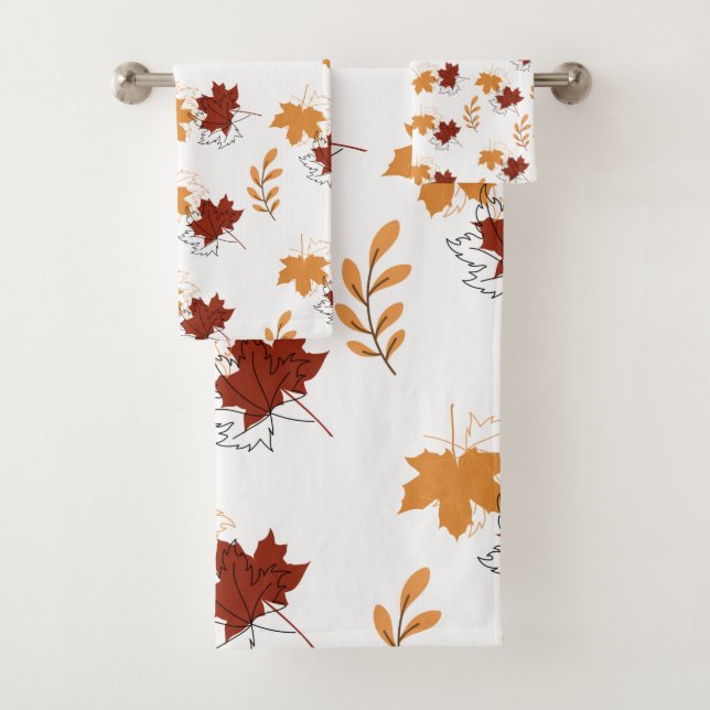 Ensemble de serviettes de bain Motif Feuille orang (En situation)