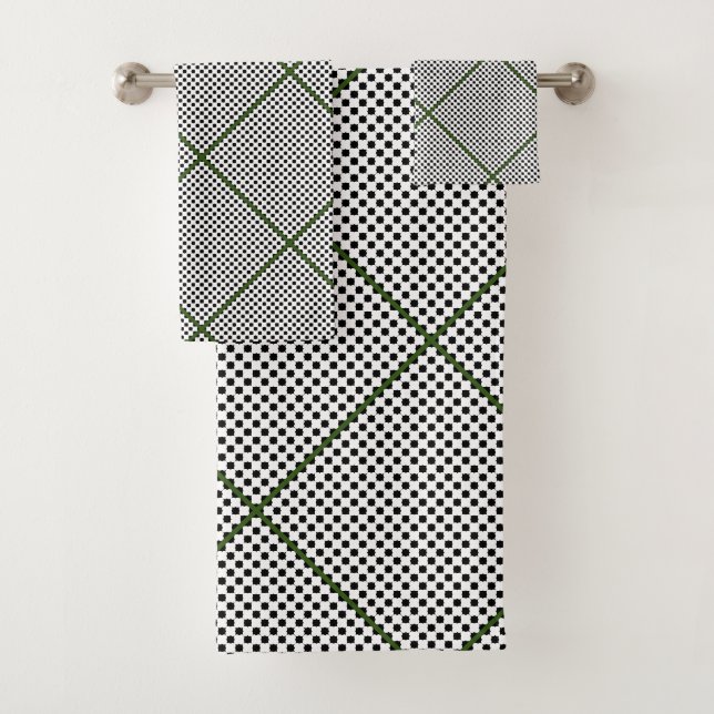 Ensemble de serviettes de bain Motif Hexagon blanc (En situation)