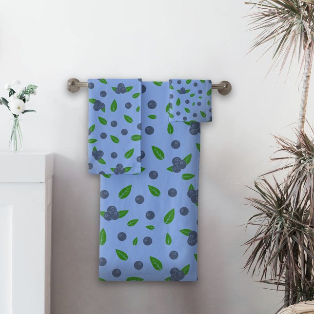 Ensemble de serviettes de bain motif Myrtilles (Blueberry pattern Bathroom Towel Set)