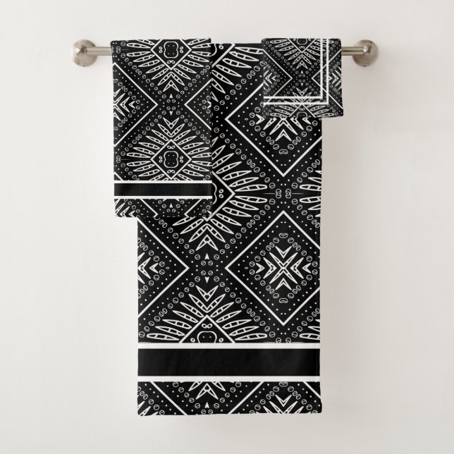 Ensemble de serviettes de bain Motif natif Aztec (En situation)