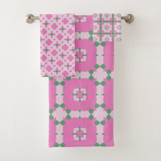 Ensemble de serviettes de bain Motif rose et vert