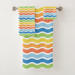 Ensemble de serviettes de bain Motif Waves colorée