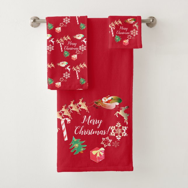 Ensemble de serviettes de bain    Noël Reindeer de (En situation)