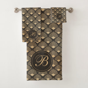 Ensemble De Serviettes De Bain Noir Art Déco Et S