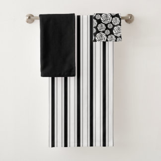 Ensemble de serviettes de bain noir et blanc frapp