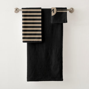 Ensemble de serviettes de bain Noir et Tan Solid e