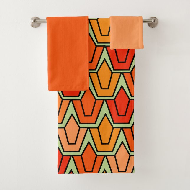 Ensemble de serviettes de bain Orange Tulip Field (En situation)