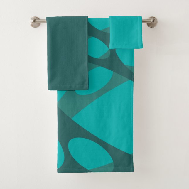 Ensemble de serviettes de bain Ovales turquoise (En situation)