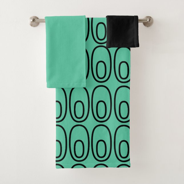 Ensemble de serviettes de bain Ovales Vert Mint Ré (En situation)