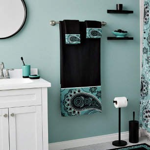 Ensemble de serviettes de bain paisley sarcelle fo