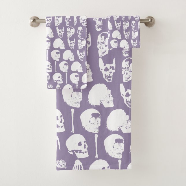 Ensemble de serviettes de bain Pastel Skulls vinta (En situation)