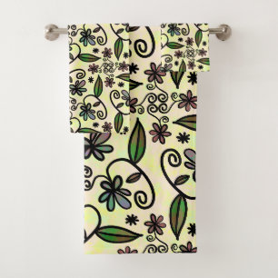 ensemble de serviettes de bain pétales botaniques