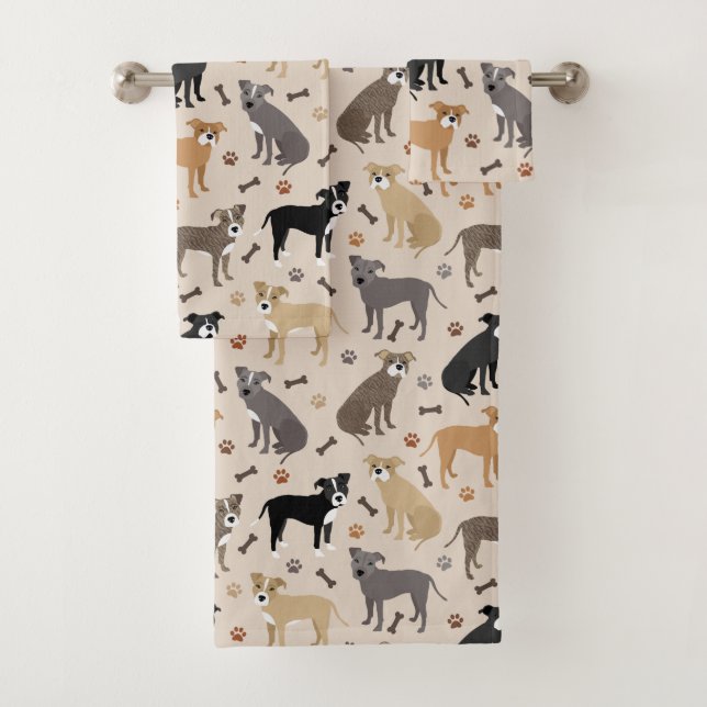 Ensemble de serviettes de bain Pitbull Paws et Bon (En situation)