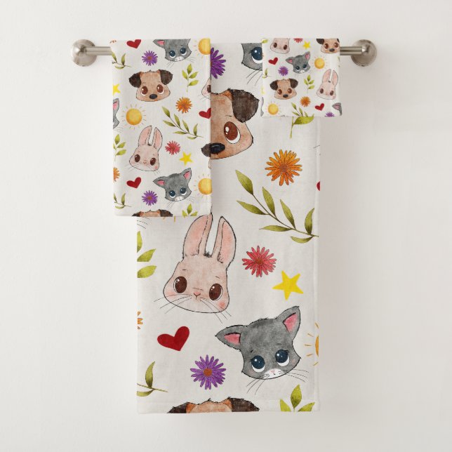 Ensemble de serviettes de bain pour animaux de com (En situation)