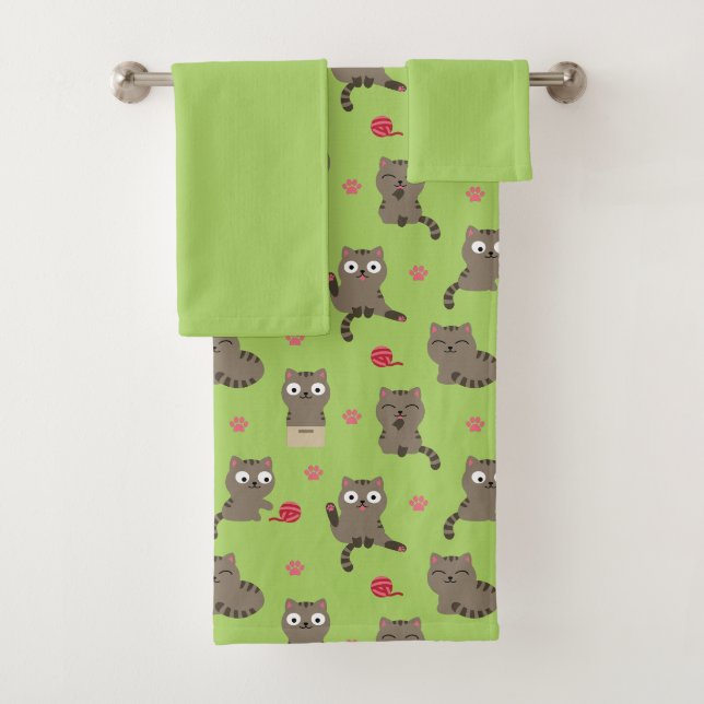 Ensemble de serviettes de bain pour chats (En situation)