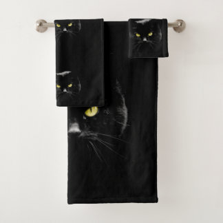 Ensemble de serviettes de bain pour chats noirs