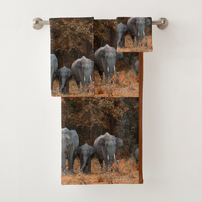 Ensemble de serviettes de bain pour éléphants (En situation)