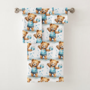 Ensemble de serviettes de bain pour garçon Ours