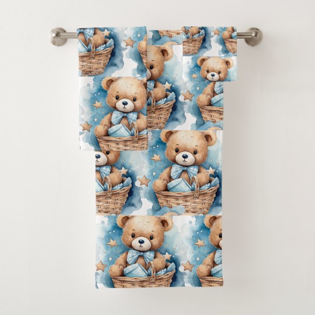 Ensemble de serviettes de bain pour garçon | Ours  (En situation)
