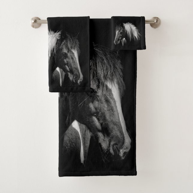 Ensemble de serviettes de bain pour les chevaux (En situation)