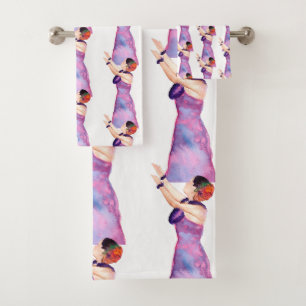 Ensemble de serviettes de bain pourpre Hawaiian Hu