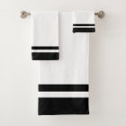 Ensemble de serviettes de bain rayées noir et blan
