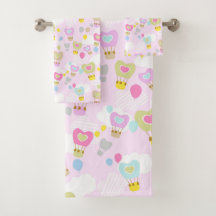 Ensemble de serviettes de bain rose Heart Hot Air 