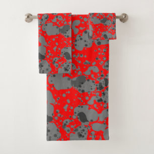 Ensemble de serviettes de bain rouge et gris Abstr