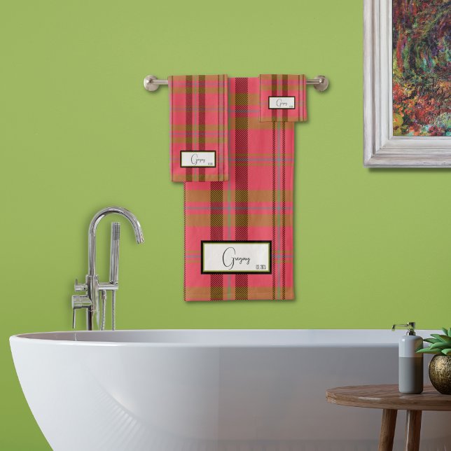 Ensemble de serviettes de bain Rouge rose à carrea (Créateur téléchargé)