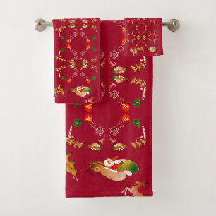 Ensemble de serviettes de bain rouges de rennes Pè