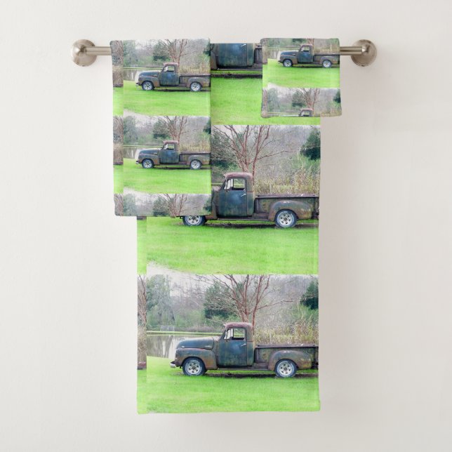 Ensemble de serviettes de bain rustique Camion de  (En situation)