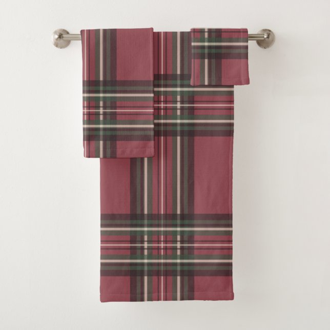 Ensemble de serviettes de bain Rustique Rouge Plai (En situation)