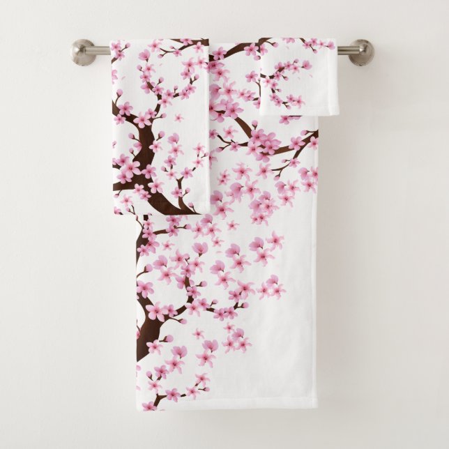 ensemble de serviettes de bain sakura arbre (En situation)