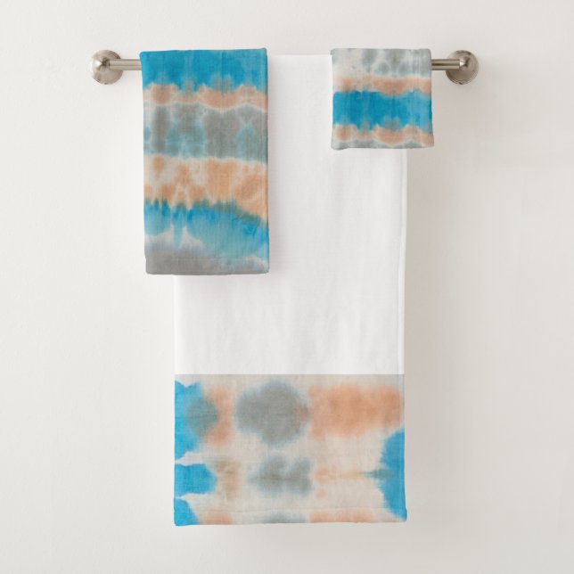Ensemble de serviettes de bain Shibori Tie Dye Blu (En situation)