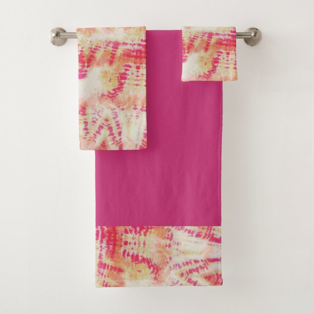 Ensemble de serviettes de bain Shibori Tie Dye Ros (En situation)