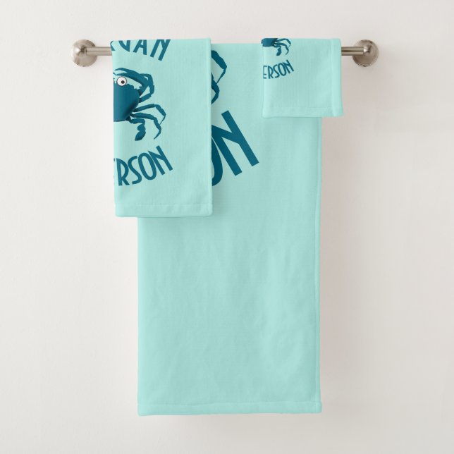 Ensemble de serviettes de bain thème plage crabe b (En situation)