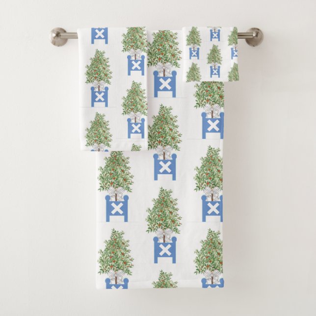 Ensemble de serviettes de bain Topiary Blue Plante (En situation)