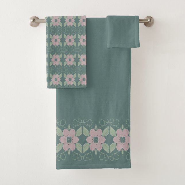 Ensemble de serviettes de bain Turquoise défraîchi (En situation)