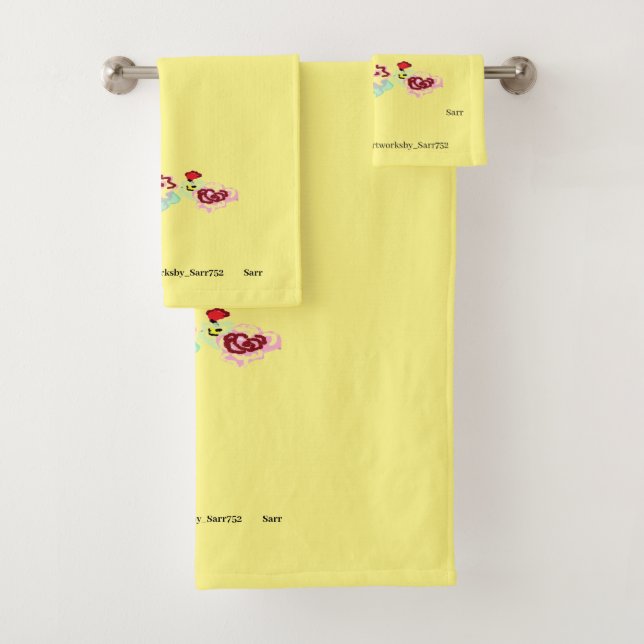 Ensemble de serviettes de bain : Vin avec Rose (En situation)