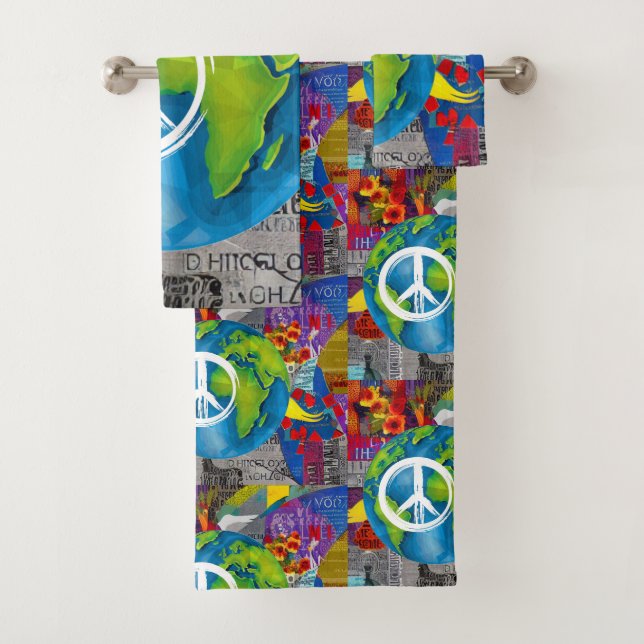 Ensemble de serviettes de bain World Peace (En situation)