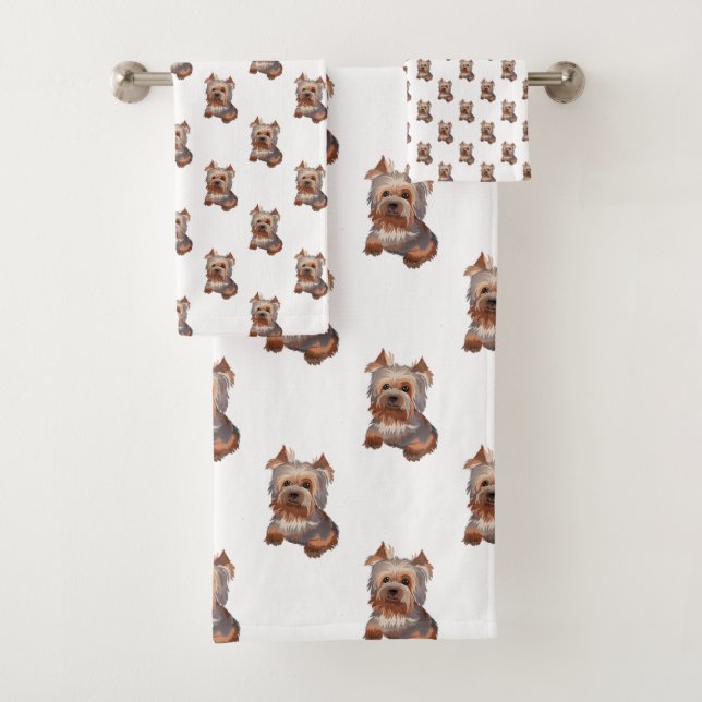 Ensemble de serviettes de bain Yorkshire Terrier (En situation)